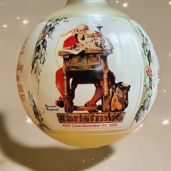 NORMAN ROCKWELL SATURDAY EVENING POST CHRISTMAS 89 GLASS ORNAMENT ORIG BOX VINTA - Picture 10 of 10